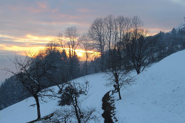 Sonnenuntergang Kruckenhaus im Winter | © Ferienwohnung Kruckenhaus